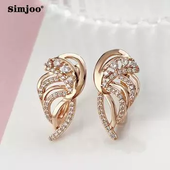 SIMJOO серьги с цирконием, женские модные серьги цвета розового золота, элегантные крылья