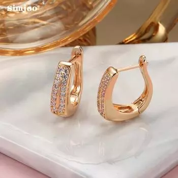 SIMJOO серьги с цирконом, женские модные простые двухрядные ювелирные изделия с бриллиантами
