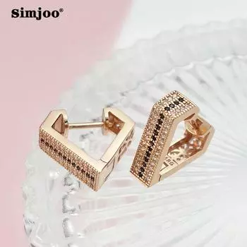 SIMJOO темпераментные серьги с цирконом, модные серьги с геометрией цвета розового золота для женщин