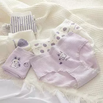 Симпатичное нижнее белье с героями мультфильмов для девочек, хлопковые трусики для девочек, студенческие трусы для женщин L разноцветный