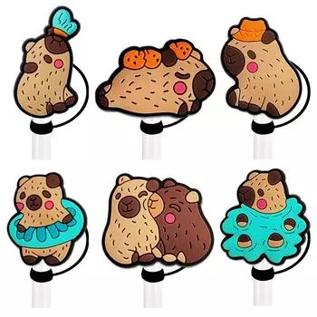Симпатичные крышки для соломинок Capybara Spill Proof Stopper Set Creative Capybara Straw Covers Cap 8mm-1