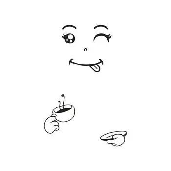 Симпатичные наклейки на холодильник Happy Delicious Face Кухня холодильник стены наклейки искусство чёрный