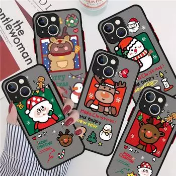 Симпатичный матовый чехол со снеговиком на Рождество для Apple iPhone 14 11 13 7 12 Pro 7 XR XS Max 8 6s SE 2022, мягкий чехол для телефона iPhone 14