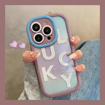Симпатичный противоударный чехол-бампер с надписью Lucky для Iphone 14 Pro Max 11 12 13 Pro Max, забавный мягкий модный прозрачный чехол на заднюю панель For iPhone 12