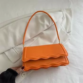 Simple And Exquisite Foreign Style Clutch Bag Chain Texture Versatile Single Shoulder Crossbody Small Square Bag Fashion Trend Wallet оранжевый