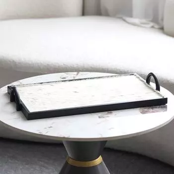 Simple and Light Luxury Fur Tray Ornaments Hotel Living Room Model Room Bedroom Leather Storage Tray Soft Decorations