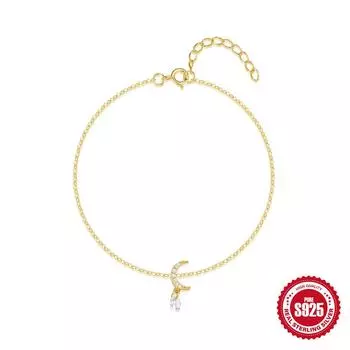 Simple And Versatile S925 Sterling Silver Daily Wear Crescent Diamond Bracelet, Women S Versatile Jewelry 925 silver золотой