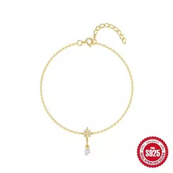 Simple And Versatile S925 Sterling Silver Daily Wear Octagram Diamond Bracelet, Women S Versatile Jewelry 925 silver золотой