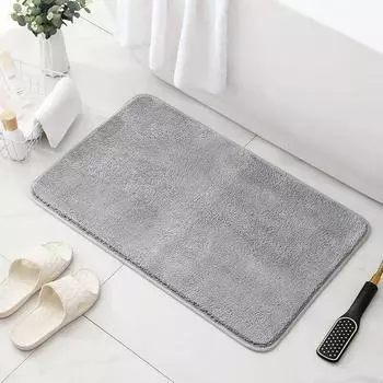 Simple Bathroom Door Carpet Solid Color Bedroom Living Room Absorbent Wear-Resistant Thickened Comfortable And Soft Floor Mat 50X80CM серый