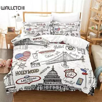 Simple Cartoon Pattern Duvet Cover Set, Art Bedding Set, Soft Comfortable Breathable Duvet Cover, For Bedroom Guest Room Decor EU single(135x200cm)