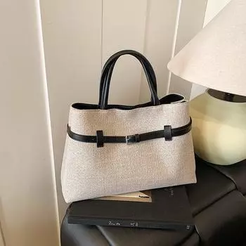Simple, fashionable and versatile casual commuter bag women s new high-end large-capacity portable tote bag серый