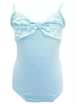 Simple Lace Ribbon Ballet Leotard for Children and Juniors [Blue-XL (119-127)]
