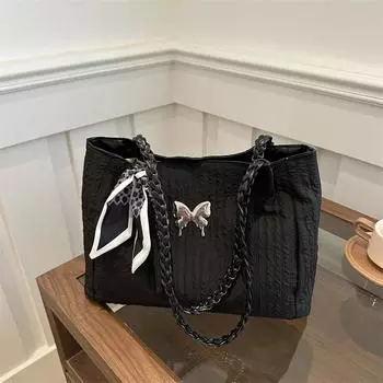 Simple large-capacity bag women s 2025 new fashion casual tote bag versatile underarm bag чёрный