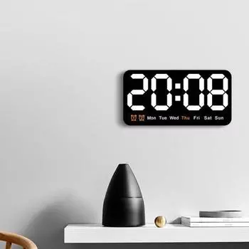 Simple Large Screen Hanging Dual Purpose Clock Living Room Clock Temperature Date Week Multifunction Alarm Clock LED Clock белый