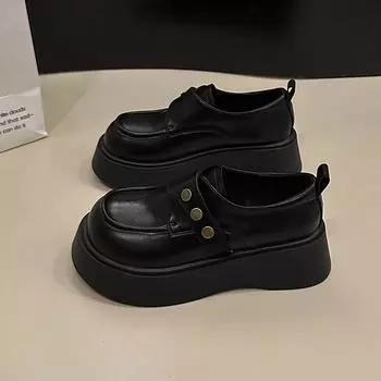Simple lazy platform British small leather shoes women s spring new comfortable college height and thinness 35