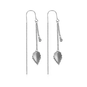 Simple Leaf Earrings, Sweet Autumn Leaf Earrings, Elegant and Personalized Long Fringed Leaf Earrings.