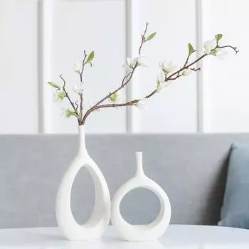 Simple Nordic Ceramic Flower Vase Home Table Decor Flower Pot Arrangement Garden Desk Creative Ornament Dried Flower Vase