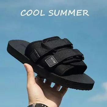 Simple Outdoor Men Slippers Fashion Hook&Loop Canvas Casual Couple Shoes Slip-on Beach Slippers Sandals Women Shoes Flip Flops 35 36 чёрный