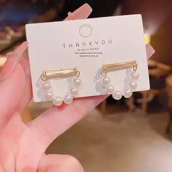 Simple Pearl Earrings S925 Silver Needle - Korean Style for Women золотой