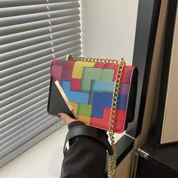 Simple personality simple casual portable fashion trend spring 2024 new messenger bag simple fashion small square bag чёрный