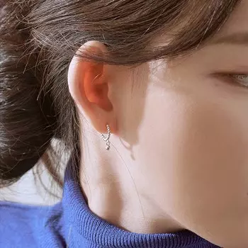 Simple Personality Women Beads Copper Stud Earrings Hoop Earrings Ear Buckle Fashion Jewelry серебряный