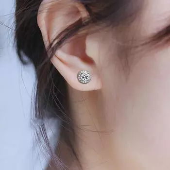 Simple Retro Cool Silver Mini Handsome Round Ear Stud Korean Style Ear Stud Crystal Man Earrings чёрный