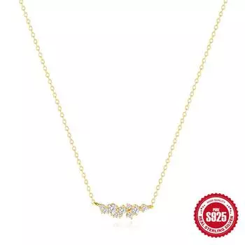 Simple S925 Sterling Silver Geometric Diamond Set Versatile Commuter Accessories Irregular Fashion Collarbone Chain Necklace 925 silver золотой