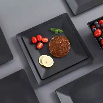 Simple Square Dinner Plate Solid Color Food Display Plate Food Plate Steak Plate Picnics M