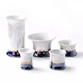 Simple style Buddhist utensils set of 5 candle Buddhist Kisaragi (incense burner, teacup, holder, vessel, vase) (raster)