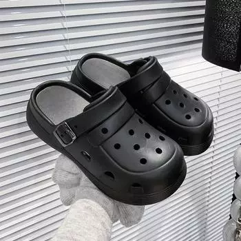Simple thick-soled heightening hole shoes for women s summer outer wear non-slip sandals for girls beach sandals for home use 36-37