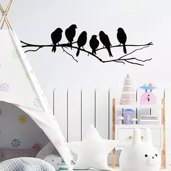 Simple Tree Branches Bird Background Wall Paste Living Room Bedroom Study Home Decoration Can Be Removed Wall Paste чёрный