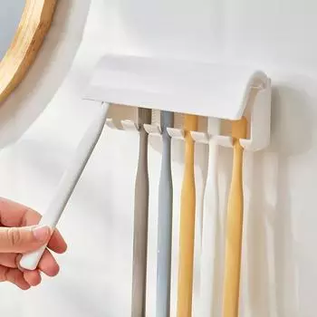 Simple Wall Mounted Toothbrush Rack No Perforated Toothbrush Storage Rack Toothbrush Storage Rack Toothbrush Holder Wall белый
