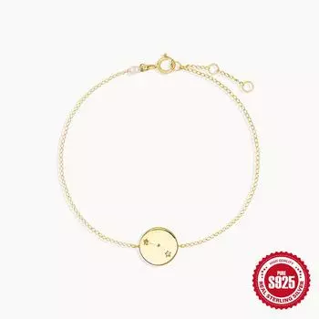 Simple Wind S925 Sterling Silver Daily Twelve Constellations Diamond Bracelet Women S Holiday Gift 925 Silver