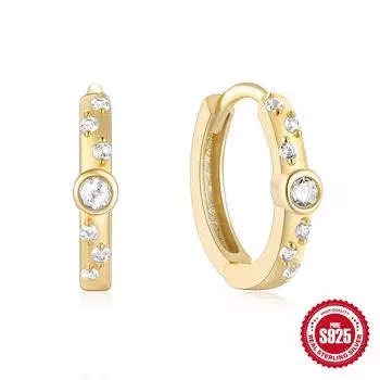 Simple Wind S925 Sterling Silver Personalized Diamond-Encrusted Classic Earrings, Earrings 925 Silver