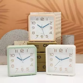 Simplified digital gold stamping alarm clock for students and children Simple square circular small alarm clock Dormitory