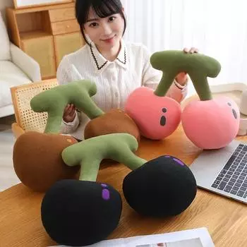Simualtion Cherry Plush Toy Симпатичные мягкие растения Cherry Plushies Подушка Милые мягкие детские игрушки Подарочный декор 45x35cm чёрный