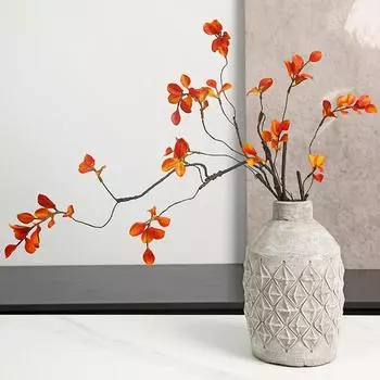 Simulated Rhododendron Flexible Shaped Artificial Flower Bouquet Multi Headed Red Maple Leaf Flower Arrangement Art Ornament 1pc