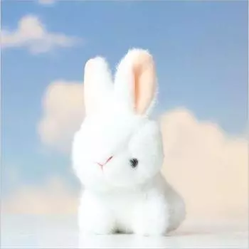 Simulation Model Plush Rabbit Toy Plush Rabbit Pendant Plush Rabbit Keyring Plush Bunny Key Chain white-Bunny