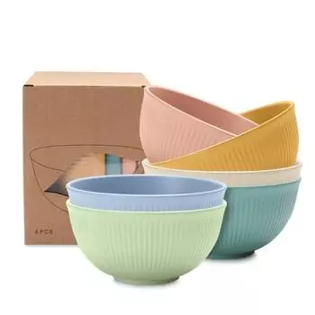 Single Bowl Household Tableware Wheat Straw Rice Rice Bowl Japanese Ramen Dessert Instant синий