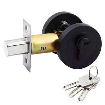 Single Cylinder Deadbolts Round Door Lock Key Entry Sturdy Stainless Steel for 35 50mm Front Bathroom Bedroom Door чёрный