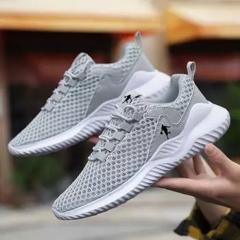 Single mesh men s shoes Thin sports shoes Summer men s lightweight mesh breathable shock-absorbing running shoes Soft sole Versatile casual 38 белый