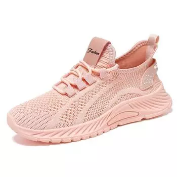 Single Shoe Wholesale Breathable Trend Net Surface Flying Sports Women s Shoes New Fashion Casual Sports Women s Shoes 7.5 бежевый
