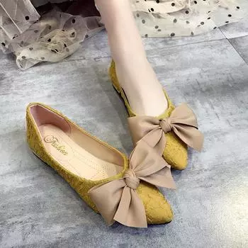 Single Shoe Women s New 2024 Spring and Autumn Versatile Flat Bow Decoration Comfortable Temperament Flat Shoes Zapatos De Mujer 35 чёрный