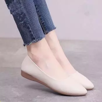 Single shoes women s simple 2025 spring and autumn new casual shoes fashion shoes slope heel mother shoes Korean version women s single shoes 35 чёрный