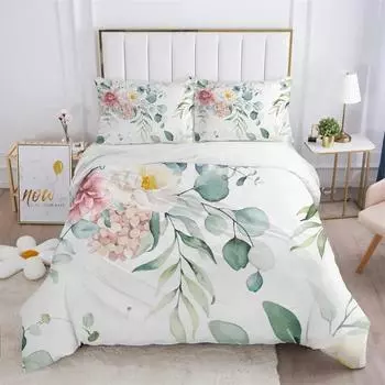 Single-sided Printed Bedding Set ,Comforter Animal Plant Flowers Leaves Duvet Bedding Cover Pillows Comfortable Bedspreads 135X200cm-2pcs