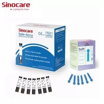 Sinocare Safe-Accu 25/50/100 шт. тест-полоски и ланцеты для измерения уровня глюкозы в крови, точный тест на диабет