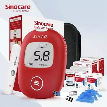 Sinocare Safe-AQ умный монитор уровня глюкозы в крови с 100 тест-полосками, набор для тестирования на диабет в ммоль/л или мг/дл kit 100 - mmol/L