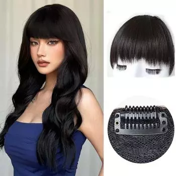 Синтетический короткий прямой черный парик LISI HAIR с челкой, наращивание волос на клипсе, натуральный парик для женщин, повседневного использования 14cm