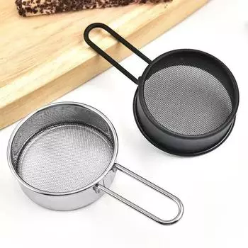 Сито для муки с мелкой сеткой и ручкой, усиленная рама, круглое сито для выпечки, нержавеющая сталь, сушилка для муки, кухонный инструмент