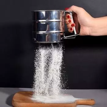 Сито для порошка с мелкой сеткой, равномерная фильтрация, ручной пресс из нержавеющей стали, полуавтоматический инструмент для выпечки, разделитель муки, хлебопекарный инструмент L